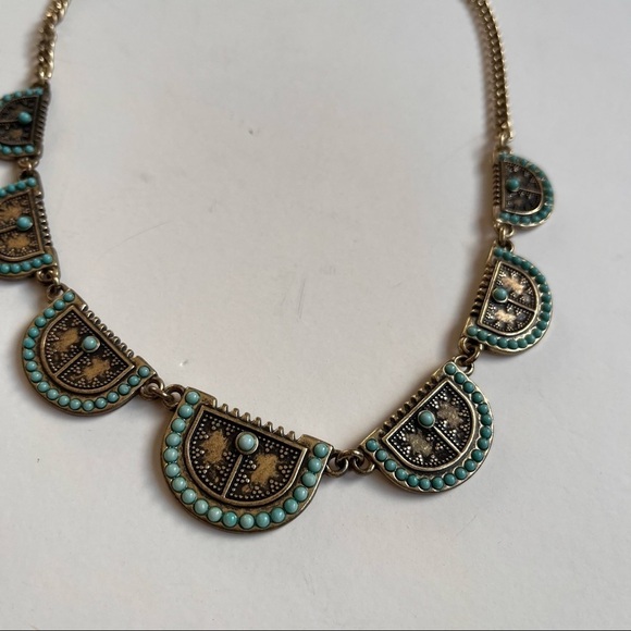 Lucky Brand Gold Tone & Turquoise Collar Necklace - Picture 2 of 3